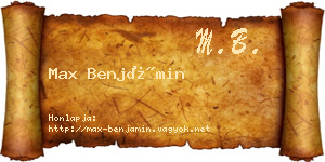 Max Benjámin névjegykártya